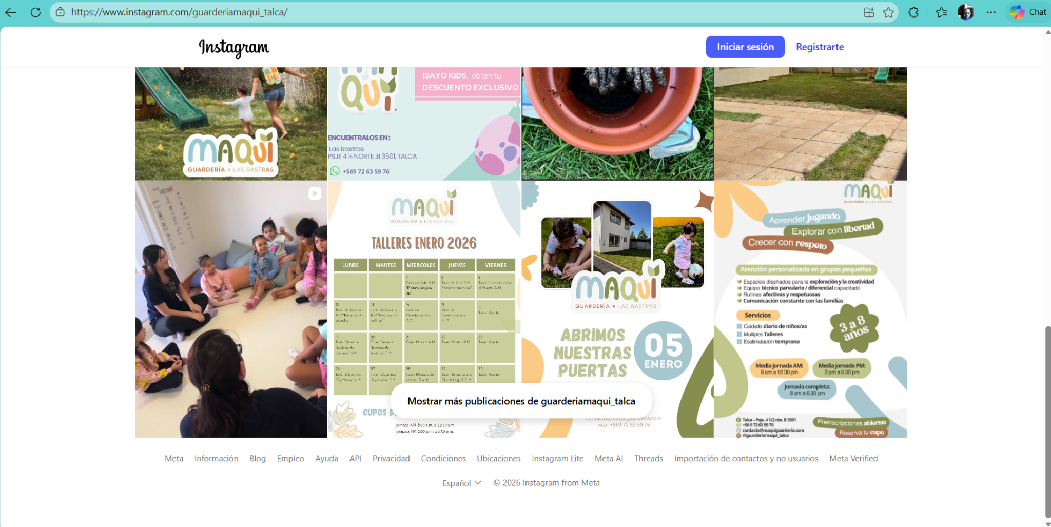 Material gráfico de Maqui Guardería en Instagram